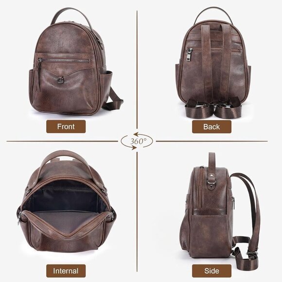 Mini Backpack Purse for Women Vegan Leather Small Travel Daypack Organizer
